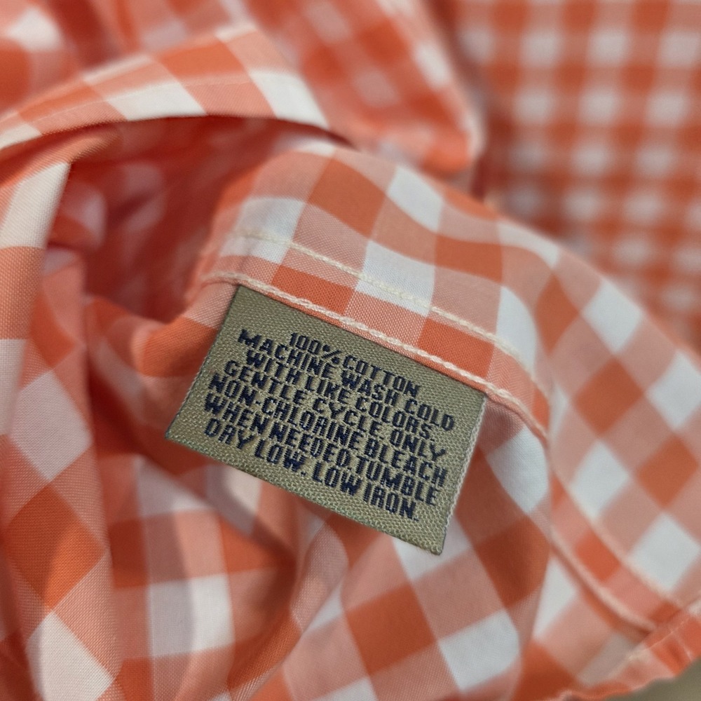 Bills Khakis Orange White Gingham Preppy Casual Long Sleeve Button Down XL Men's - Picture 4 of 8
